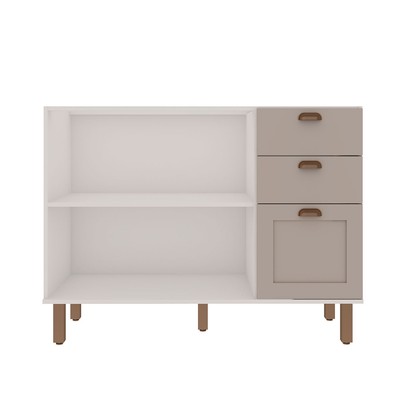 Balcão de Cozinha 120cm Iluminata 100% Mdf 2 Portas 3 Gavetas Branco/Fendi - Genialflex