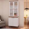 Cristaleira Iluminata 100% Mdf com 2 Portas de Vidro Branco - Genialflex