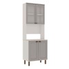 Cristaleira Iluminata 100% Mdf com 2 Portas de Vidro e Espaço para Forno Branco/Fendi - Genialflex