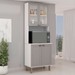 Cristaleira Iluminata 100% Mdf com 2 Portas de Vidro e Espaço para Forno Branco/Fendi - Genialflex