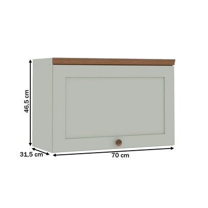 Armário Aéreo Cozinha 70cm Iluminata 100% Mdf 1 Porta Basculante Mint - Genialflex