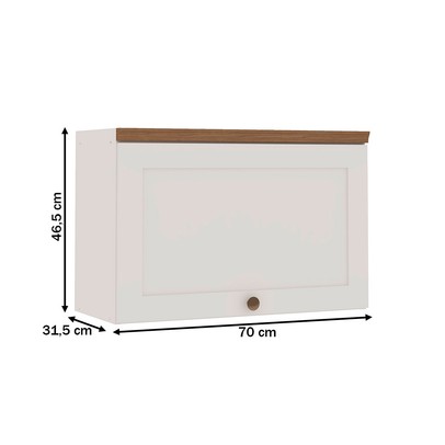 Armário Aéreo Cozinha 70cm Iluminata 100% Mdf 1 Porta Basculante Branco - Genialflex