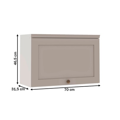 Armário Aéreo Cozinha 70cm Iluminata 100% Mdf 1 Porta Basculante Branco/Fendi - Genialflex