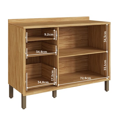 Balcão de Cozinha 120 Cm Syrah 2 Portas 3 Gavetas 100% Mdf Amêndoa/Off White - Rio Doce