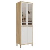 Paneleiro Syrah 4 Portas 4 Prateleiras com Vidro 100% Mdf Amêndoa/Off White - Rio Doce