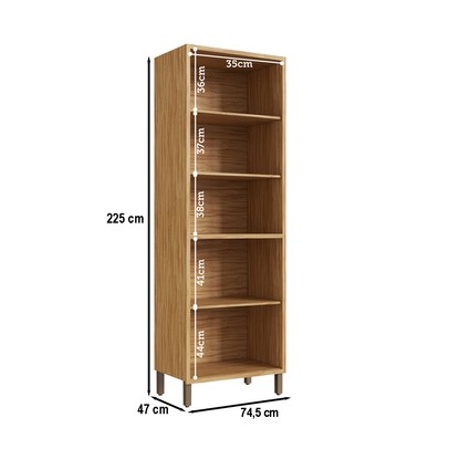 Paneleiro Syrah 4 Portas 4 Prateleiras com Vidro 100% Mdf Amêndoa/Off White - Rio Doce