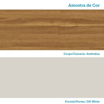 Paneleiro Syrah 4 Portas 4 Prateleiras com Vidro 100% Mdf Amêndoa/Off White - Rio Doce