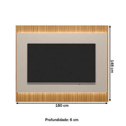 Painel para TV Até 70 Polegadas São Paulo 1.8 Ripado com Led Tauari/Off White - Linea Brasil