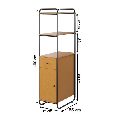 Estante para Livros Criare 1 Porta 1 Gaveta Preto/Nature - Art Panta