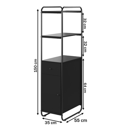 Estante para Livros Criare 1 Porta 1 Gaveta Preto - Art Panta