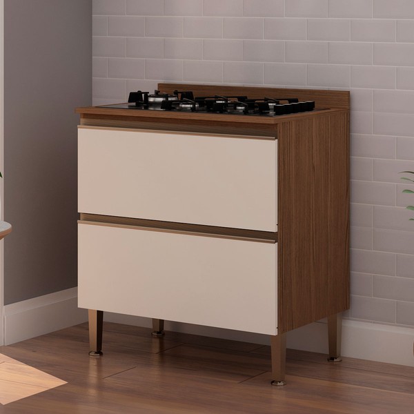 Balcão de Cozinha Conecta 2 Portas Ebano/Fosco - Genialflex