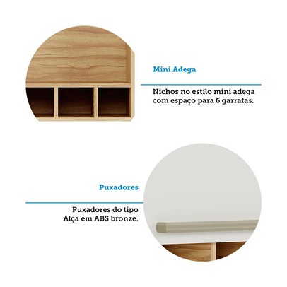 Armário Aéreo Cozinha 80 Cm Napoli 1 Porta 100% Mdf Amêndoa/Off White - Rio Doce