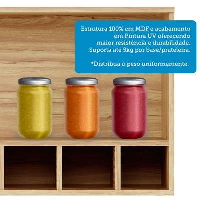 Armário Aéreo Cozinha 80 Cm Napoli 1 Porta 100% Mdf Amêndoa/Off White - Rio Doce