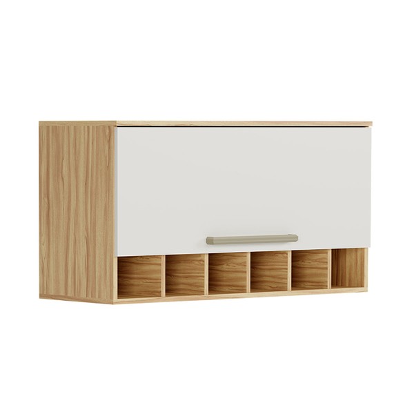 Armário Aéreo Cozinha 80 Cm Napoli 1 Porta 100% Mdf Amêndoa/Off White - Rio Doce