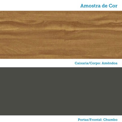 Armário Aéreo Cozinha 80 Cm Napoli 1 Porta 100% Mdf Amêndoa/Chumbo - Rio Doce