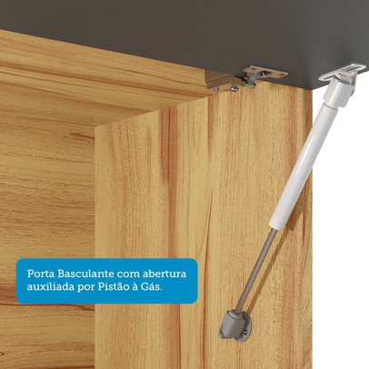 Armário Aéreo Cozinha 80 Cm Napoli 1 Porta 100% Mdf Amêndoa/Chumbo - Rio Doce