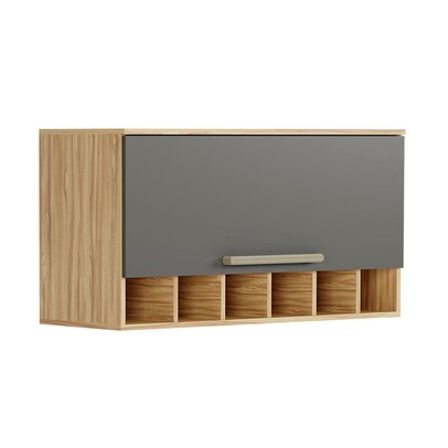 Armário Aéreo Cozinha 80 Cm Napoli 1 Porta 100% Mdf Amêndoa/Chumbo - Rio Doce