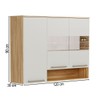 Armário Aéreo Cozinha 120 Cm Napoli 3 Portas com Vidro 100% Mdf Amêndoa/Off White - Rio Doce