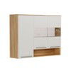 Armário Aéreo Cozinha 120 Cm Napoli 3 Portas com Vidro 100% Mdf Amêndoa/Off White - Rio Doce