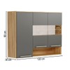 Armário Aéreo Cozinha 120 Cm Napoli 3 Portas com Vidro 100% Mdf Amêndoa/Chumbo - Rio Doce
