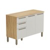 Balcão de Cozinha 120 Cm Napoli 3 Portas 2 Gavetas 100% Mdf Amêndoa/Off White - Rio Doce