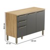Balcão de Cozinha 120 Cm Napoli 3 Portas 2 Gavetas 100% Mdf Amêndoa/Chumbo - Rio Doce
