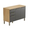 Balcão de Cozinha 120 Cm Napoli 3 Portas 2 Gavetas 100% Mdf Amêndoa/Chumbo - Rio Doce
