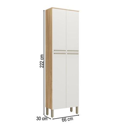 Paneleiro Napoli 4 Portas 4 Prateleiras 100% Mdf Amêndoa/Off White - Rio Doce
