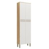 Paneleiro Napoli 4 Portas 4 Prateleiras 100% Mdf Amêndoa/Off White - Rio Doce