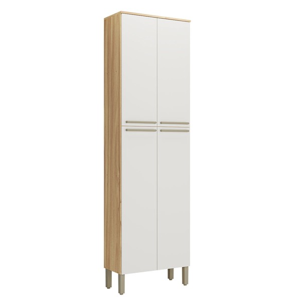 Paneleiro Napoli 4 Portas 4 Prateleiras 100% Mdf Amêndoa/Off White - Rio Doce