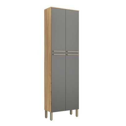Paneleiro Napoli 4 Portas 4 Prateleiras 100% Mdf Amêndoa/Chumbo - Rio Doce