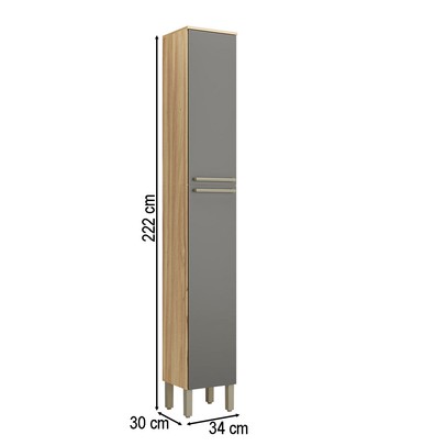 Paneleiro Napoli 2 Portas 100% Mdf Amêndoa/Chumbo - Rio Doce