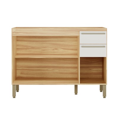 Balcão de Cozinha para Pia 120 Cm Napoli 3 Portas 2 Gavetas 100% Mdf Amêndoa/Off White - Rio Doce