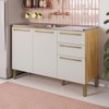 Balcão de Cozinha para Pia 120 Cm Napoli 3 Portas 2 Gavetas 100% Mdf Amêndoa/Off White - Rio Doce