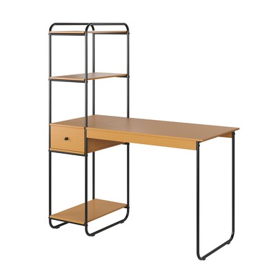 Mesa Escrivaninha Criare 1 Gaveta 3 Prateleiras Preto/Nature - Art Panta