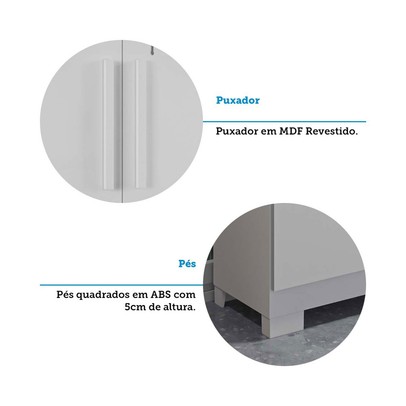 Armário Multiuso Bordo 2 Portas 100% Mdf Branco - Rio Doce