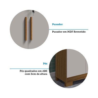 Armário Multiuso Bordo 2 Portas 100% Mdf Amêndoa/Off White - Rio Doce