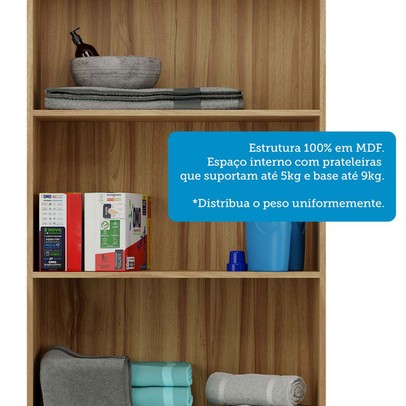 Armário Multiuso Bordo 2 Portas 100% Mdf Amêndoa/Off White - Rio Doce