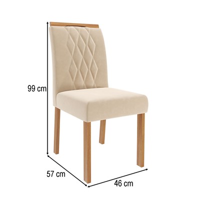 Cadeiras Kit 2 Cadeiras Juliana Wood Suede Madeira/Nude - Cimol