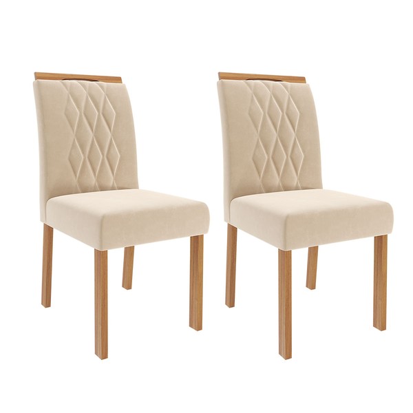 Cadeiras Kit 2 Cadeiras Juliana Wood Suede Madeira/Nude - Cimol