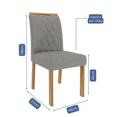 Cadeiras Kit 2 Cadeiras Juliana Wood Linho Madeira/Linho Grafite - Cimol