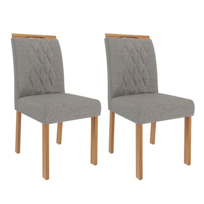 Cadeiras Kit 2 Cadeiras Juliana Wood Linho Madeira/Linho Grafite - Cimol