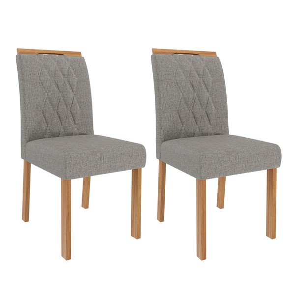 Cadeiras Kit 2 Cadeiras Juliana Wood Linho Madeira/Linho Grafite - Cimol