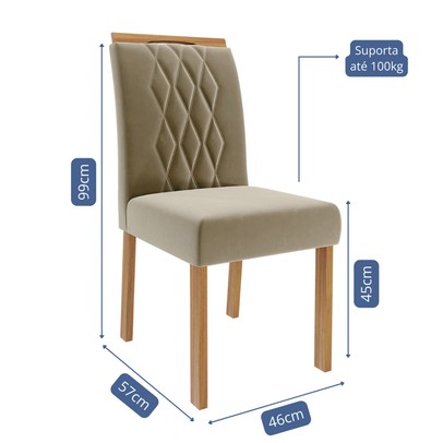 Cadeiras Kit 2 Cadeiras Juliana Wood Suede Madeira/Joli - Cimol