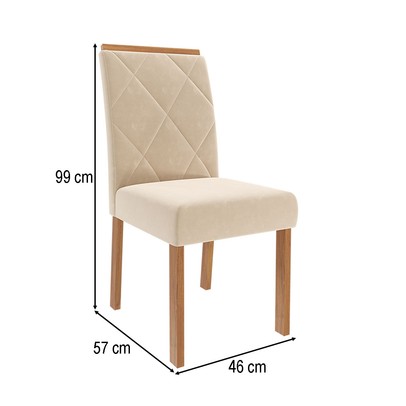 Cadeiras Kit 2 Cadeiras Fernanda Wood Suede Madeira/Nude - Cimol