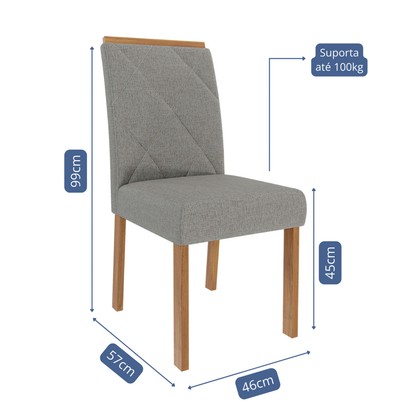 Cadeiras Kit 2 Cadeiras Fernanda Wood Linho Madeira/Linho Grafite - Cimol