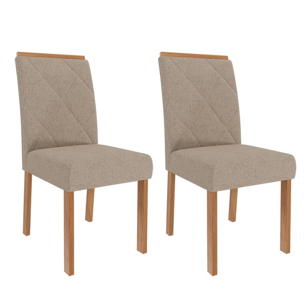 Cadeiras Kit 2 Cadeiras Fernanda Wood Linho Madeira/Linho Bege - Cimol