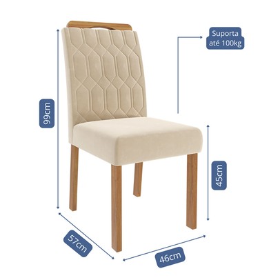 Cadeiras Kit 2 Cadeiras Paola Wood Suede Madeira/Nude - Cimol
