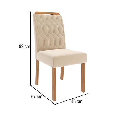 Cadeiras Kit 2 Cadeiras Paola Wood Suede Madeira/Nude - Cimol
