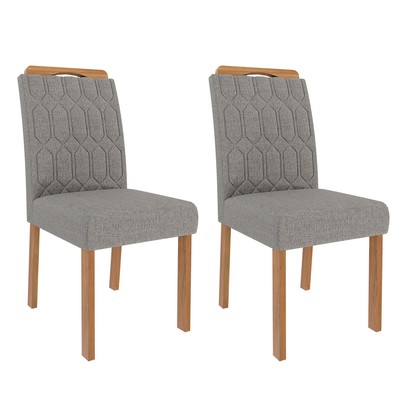 Cadeiras Kit 2 Cadeiras Paola Wood Linho Madeira/Grafite - Cimol